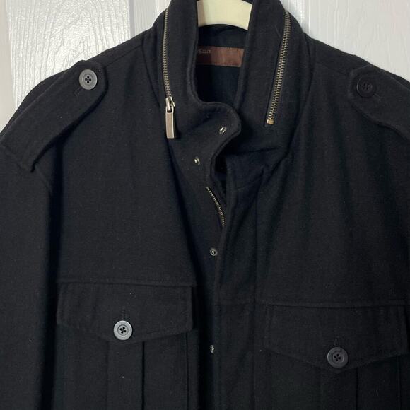 Perry Ellis men's pea coat jacket rain hood XL black - Picture 3 of 8